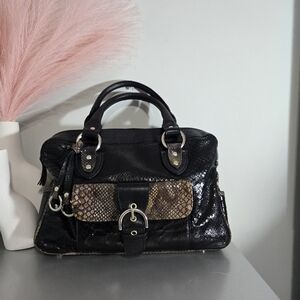 Vtg 1980s/1990s Sharif Genuine Leather Snakeskin Embossed Satchel - Made in USA